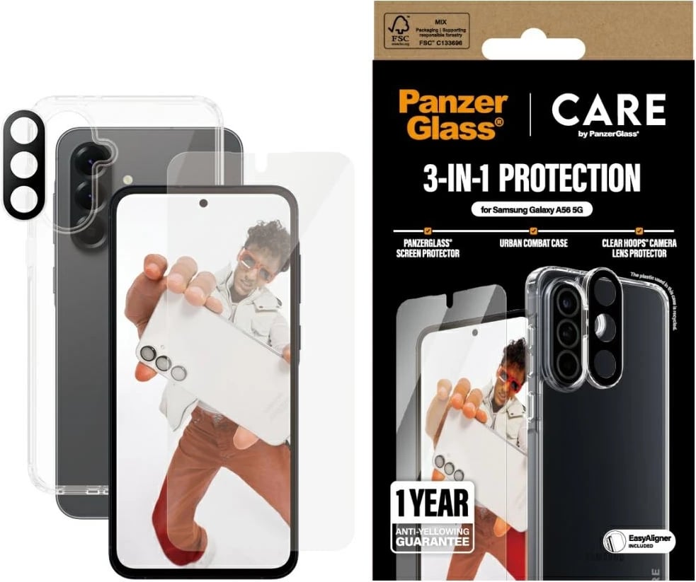 Mbështjellës PanzerGlass CARE Flagship 3in1 për Samsung Galaxy A56 5G, transparent