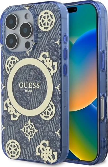Mbështjellës Guess GUHMP16XH4PYEEB për iPhone 16 Pro Max 6.9", hardcase, MagSafe, blu Mbështjellës Guess GUHMP16XH4PYEEB për iPhone 16 Pro Max 6.9", hardcase, MagSafe, blu