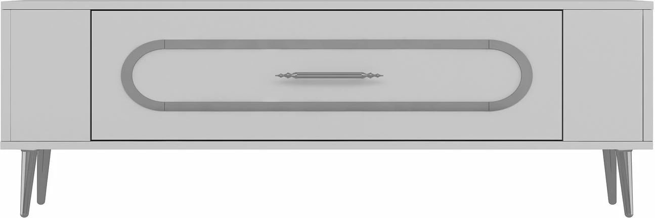 Komodë TV Skye Decor, e bardhë, argjend