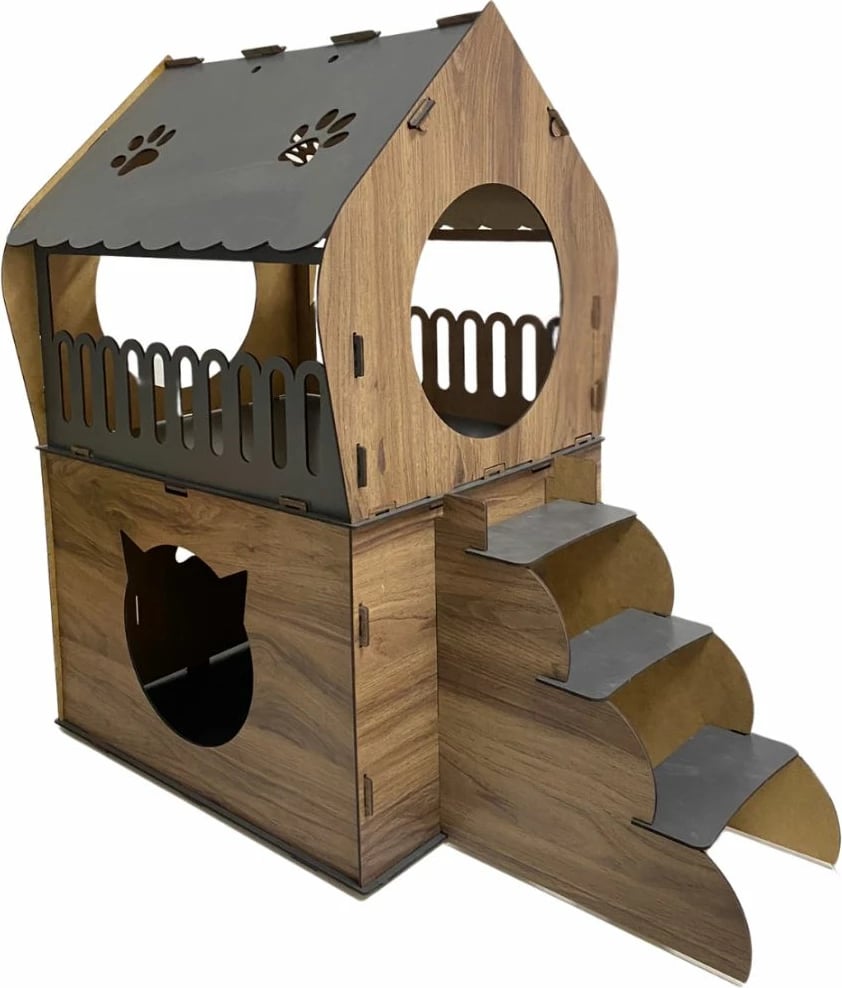 Shtëpi për mace Nessa, Paws & Whiskers, anthracite dhe lis