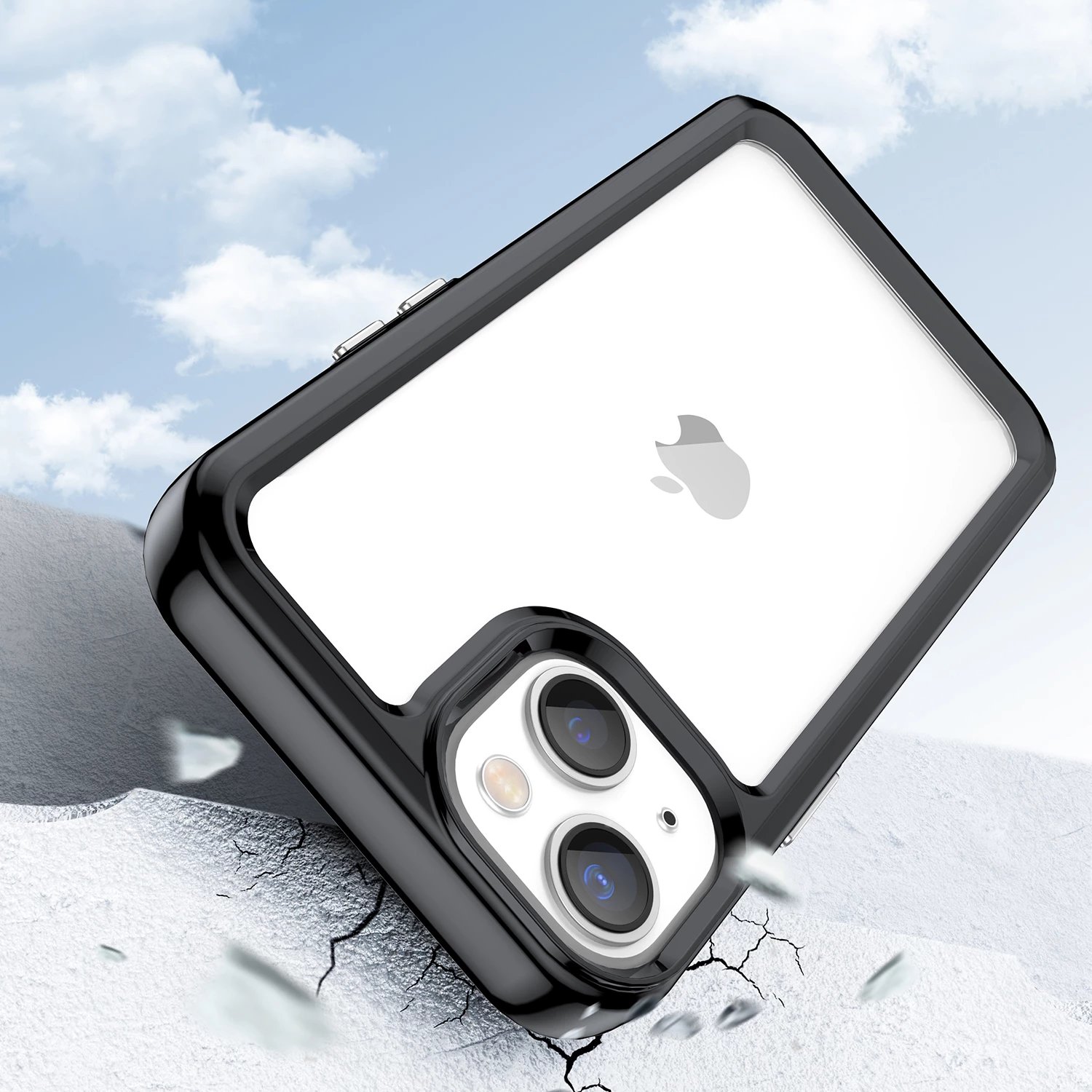 Mbështjellës Hurtel Outer Space Case për iPhone 14 Plus, hard cover me kornizë xheli, e zezë