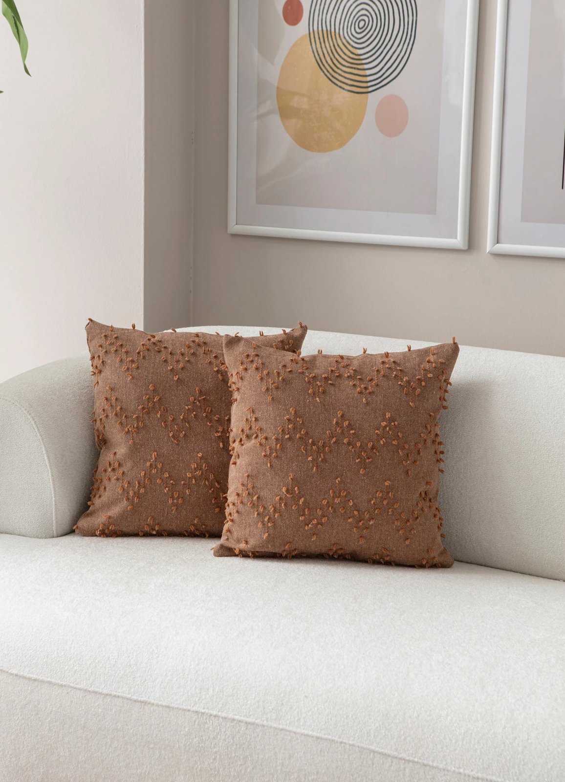 Set mbulesash jastëku (2 copë), Evila Originals, Tuffet, ngjyrë kafe, 43x43cm