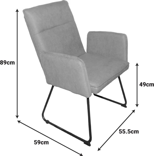 Karrige esenciale, set prej 4 copë, material stof gri, këmbë metalike të zeza, 55.5x59x89cm