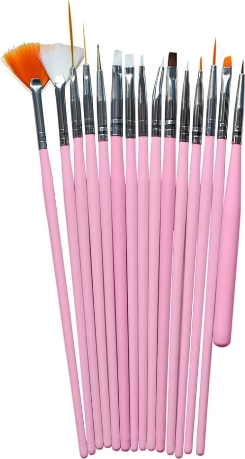 Set furçash për art thonjsh Sunone 15 copë për femra rozë