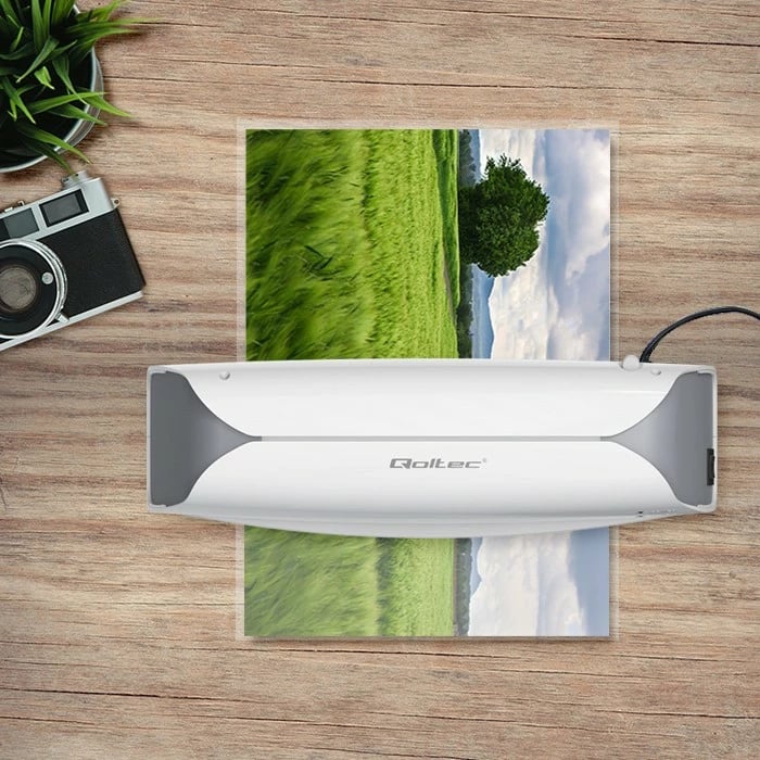 Laminator Qoltec LMR-0327, A4, Bardhë/Gri