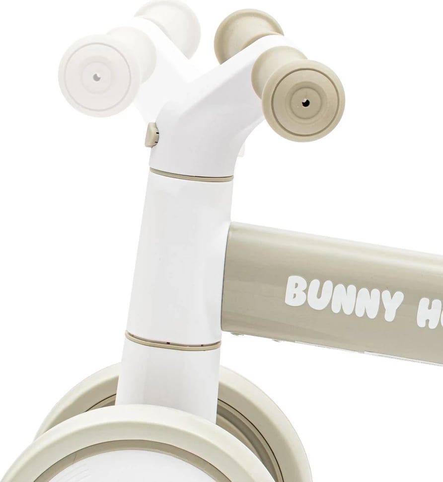 Bicikletë balancuese për fëmijë, Baby Mix Bunny Hop, alumini ultralehtë 1.6 kg, 4 rrota, nga 12+ muaj, gri e ngrohtë