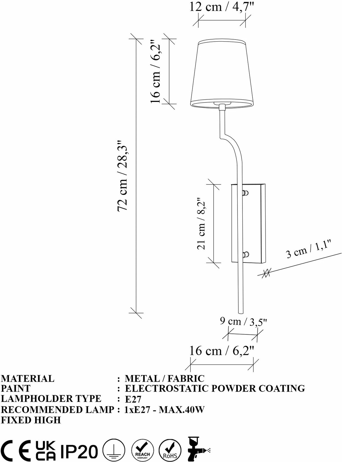 Llambë muri Opviq, Lumora - 15333, ngjyrë ari dhe e bardhë