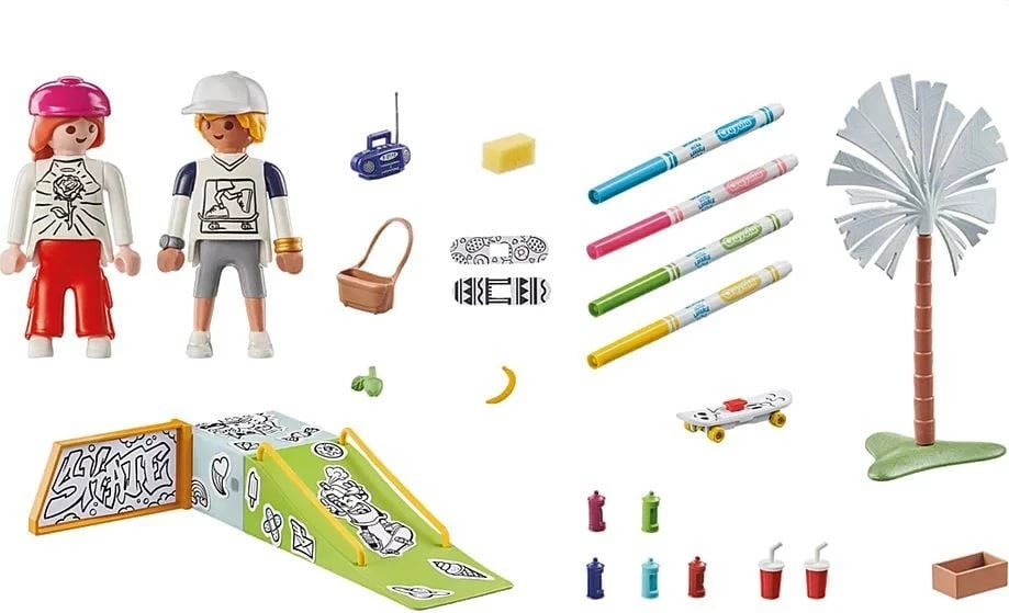 Set figurina Playmobil Color 71515 Skatepark me mjete ngjyrosjeje, 44 pjesë