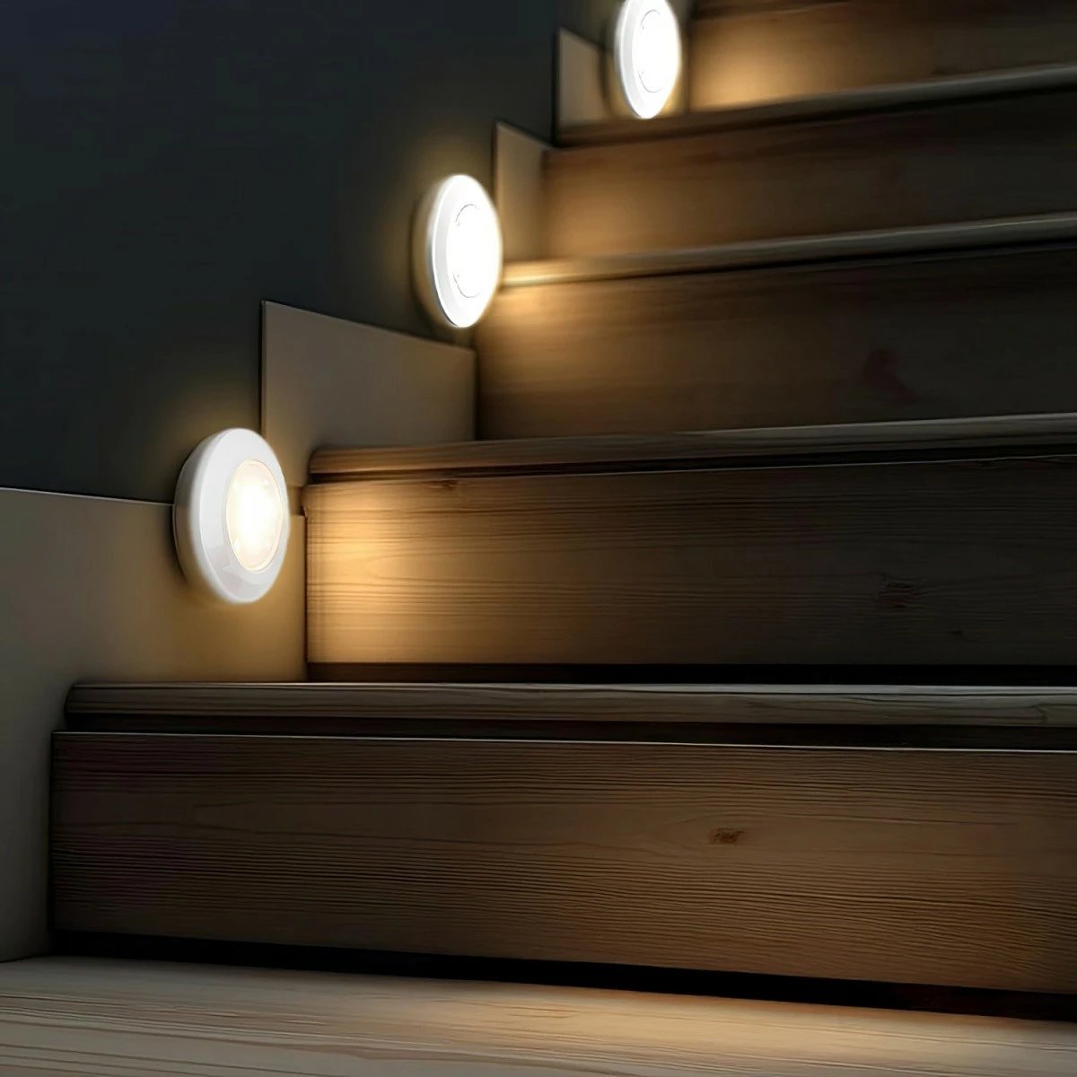 Set llambash LED me telekomandë, Maclean MCE165, rregullim ndriçimi dhe timer 30 min, me bateri 3xAAA, e bardhë, set 6 copë