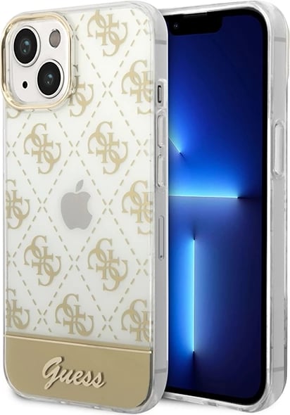 Mbështjellës Guess 4G Pattern Script për iPhone 14 Plus 6.7", i artë