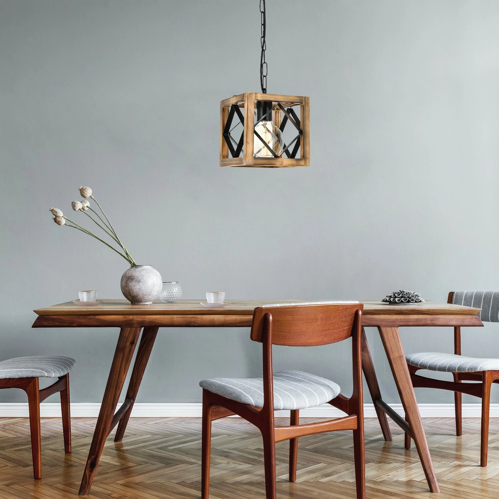 Llambë tavani Opviq, ngjyrë arre dhe e zezë, E8146-1R