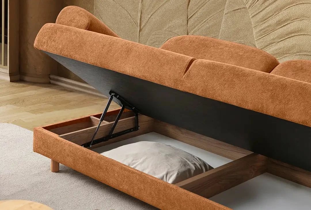 Divan-krevat 3 vendësh, Aries, ngjyrë e kuqe tjegulle, Atelier del Sofa