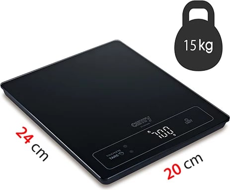 Peshore kuzhine, Camry CR 3175, 15 kg, njësi g/ml/lb:oz/fl'oz, ekran LED, platformë qelqi 24x20 cm, e zezë