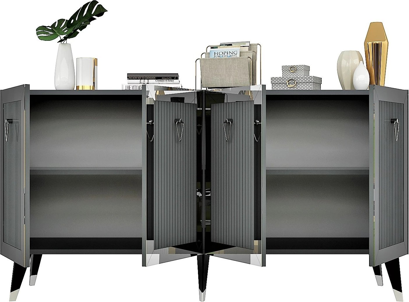 Konsol Skye Decor, ngjyrë antracit, argjendtë