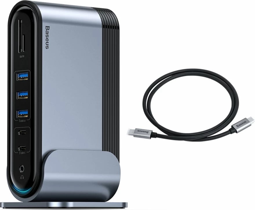 Kasë HUB multifunksional Baseus CAHUB-DG0G, 16 porta, 100W, Gri