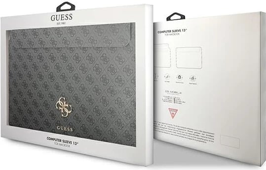 Mbështjellës laptopi Guess 4G Big Logo, 13", lëkurë sintetike, Gri