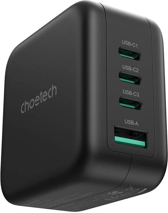 Karikues universal Choetech PD6055, 70W, GaN, 3x USB-C, 1x USB-A, me adapterë US/EU/UK/AU, i zi