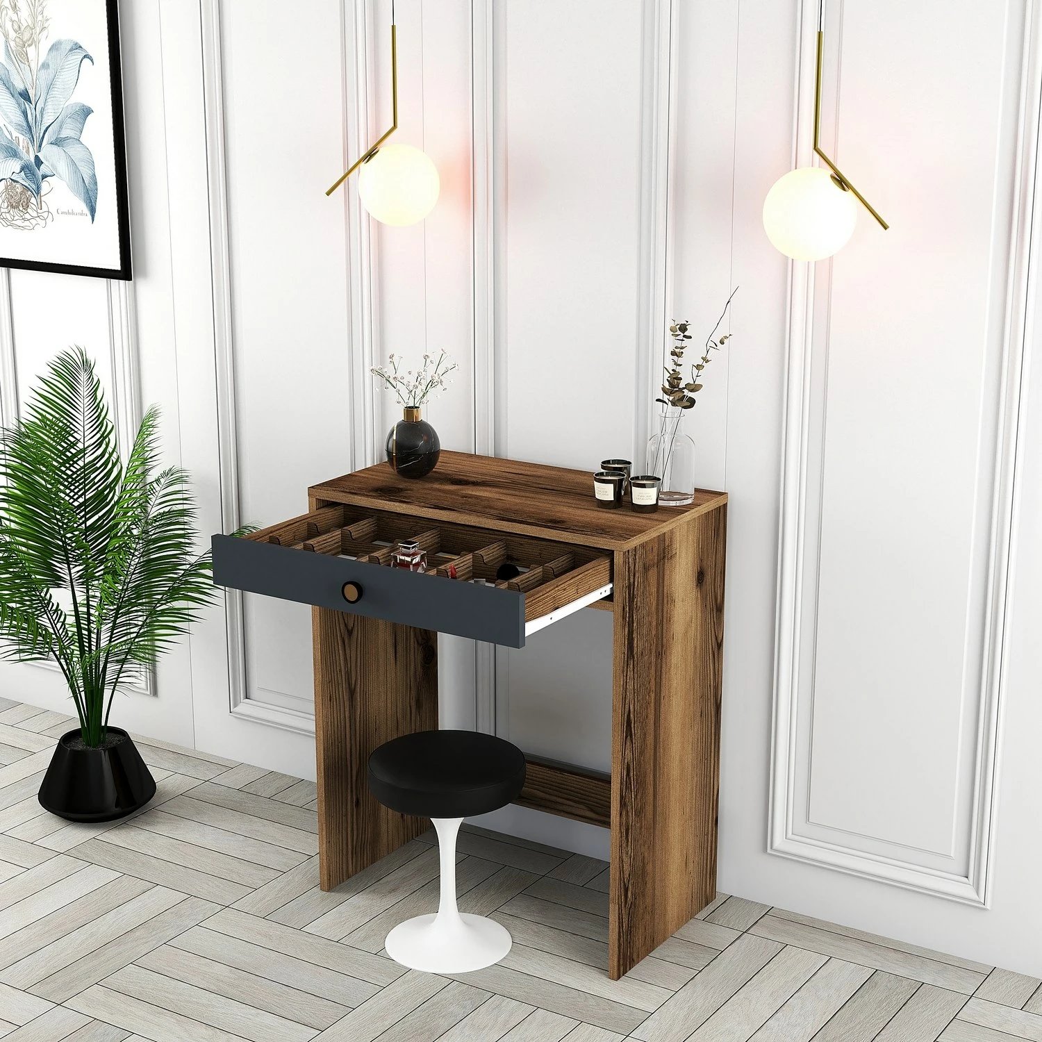 Tavolinë grimi Hanah Home Lizbon, ngjyrë arre dhe antracit