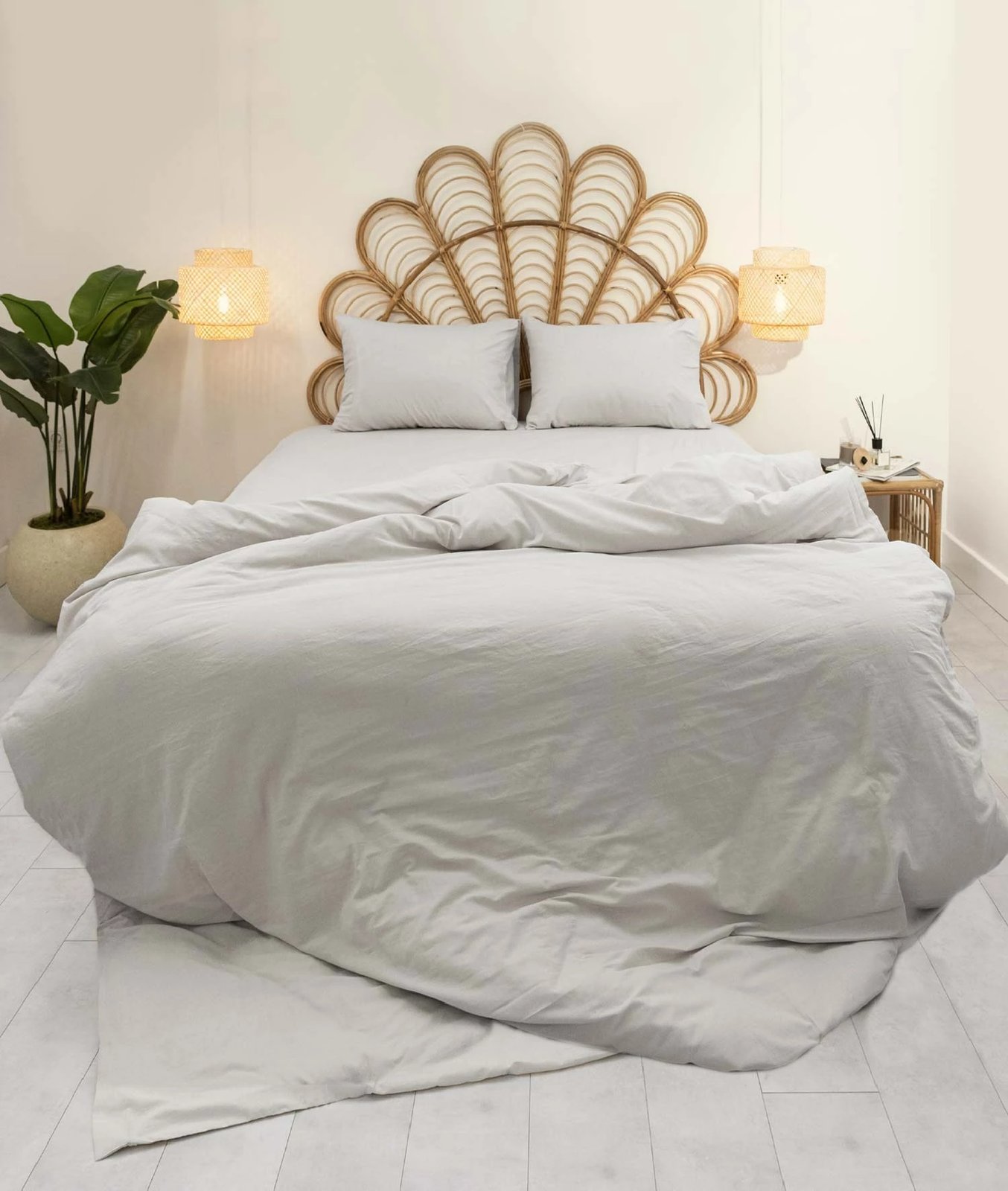 Set mbulesë për jorgan dopio, Calmo, ngjyrë gri e çelët