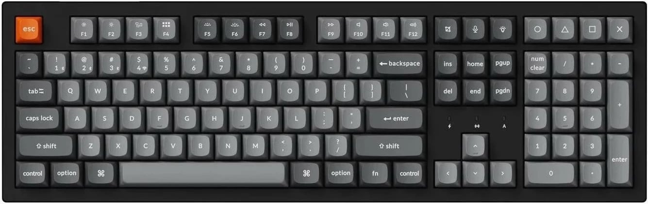 Tastierë Keychron K10M-H4, Full Size, Banana Switch, gri-e zezë
