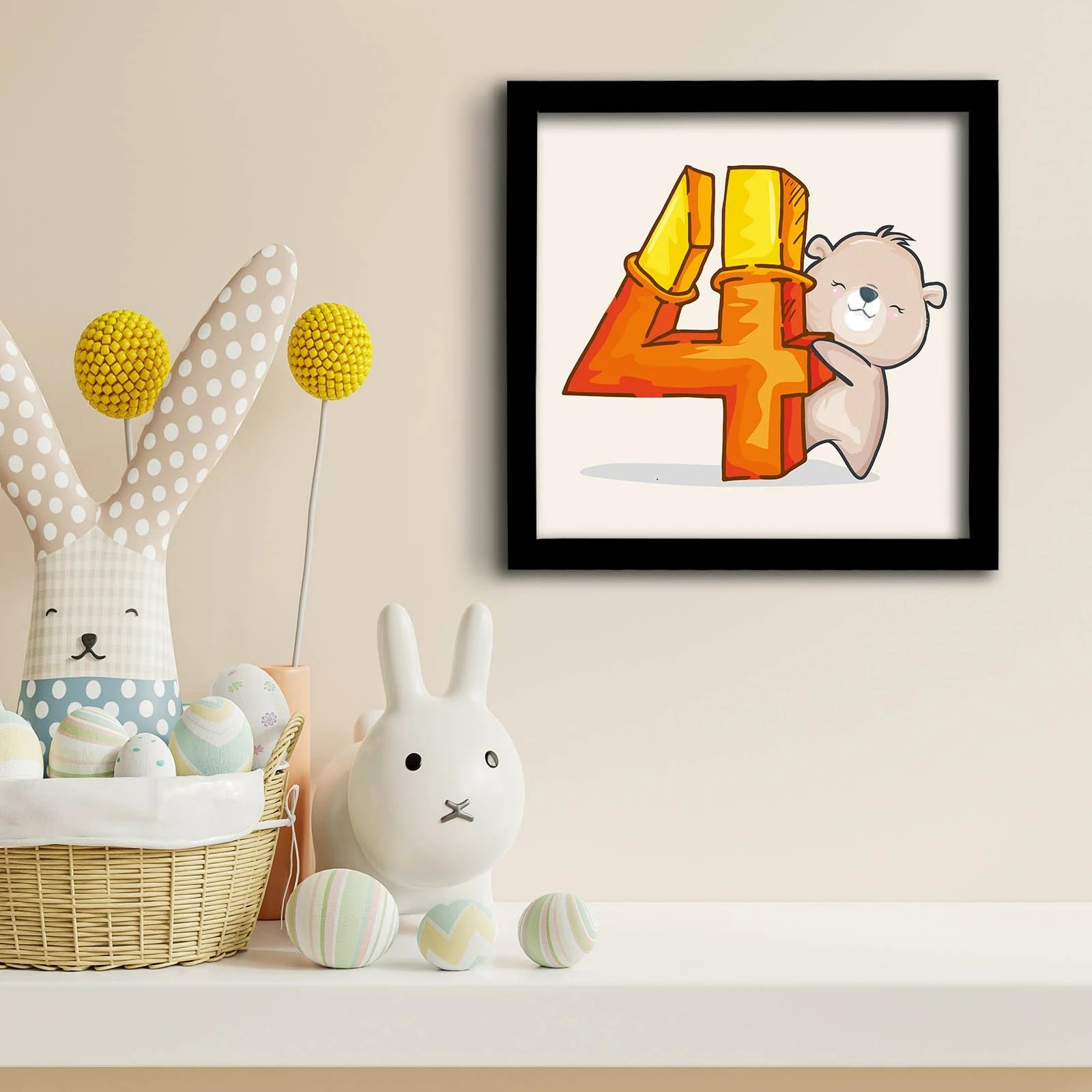 Pikturë dekorative me kornizë MDF, ngjyrë e verdhë/portokalli, Wallity, 33x33cm