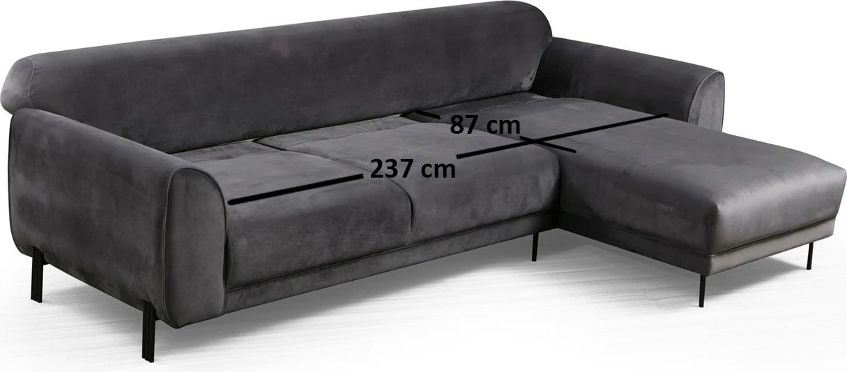 Kënd divan-krevat Atelier del Sofa, këndi djathtë, ngjyrë antracit