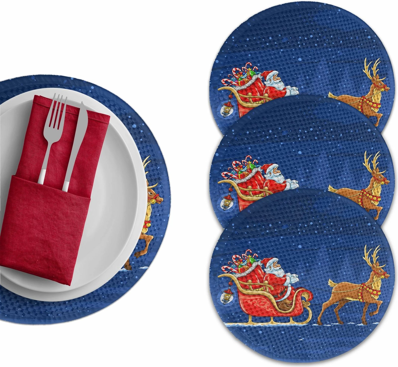 Set nënshtruesish tavoline, dizajn festiv, shumëngjyrësh, Hermia Concept, 37cm (4 copë)