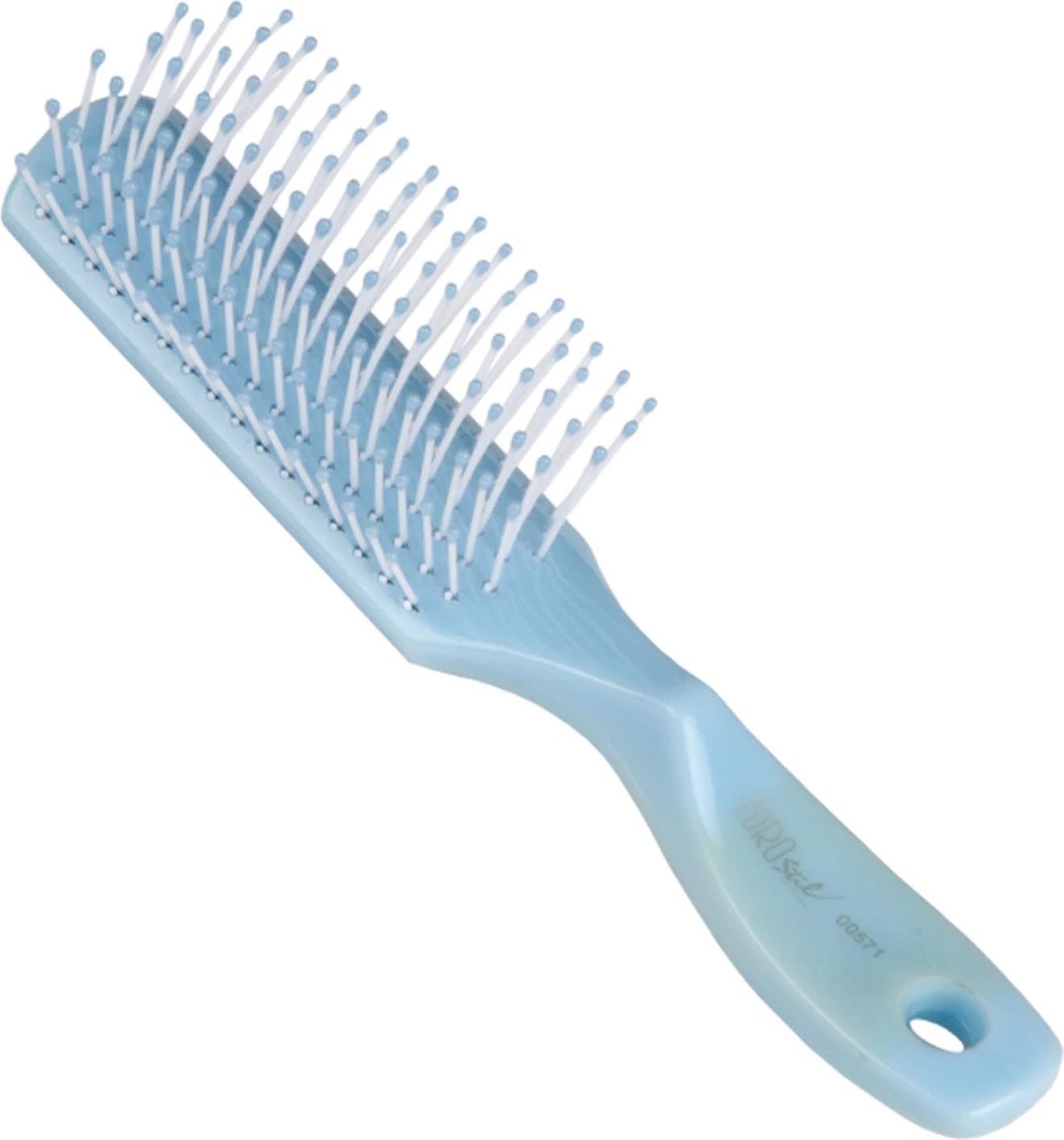 Furçë flokësh Eurostil plastike e sheshtë e vogël unisex blu e çelët 1 copë