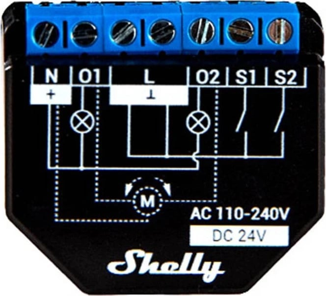 Kontrollues Shelly PLUS 2PM WIFI 2, ngjyrë e zezë