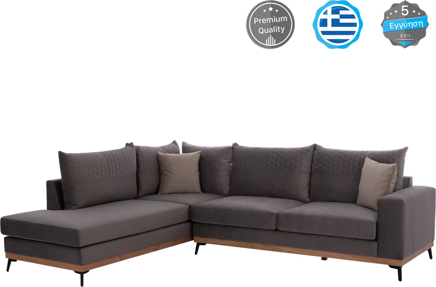 MESINA corner sofa, gray, high leg, 2pcs, left corner, stain-resistant and water-repellent fabric