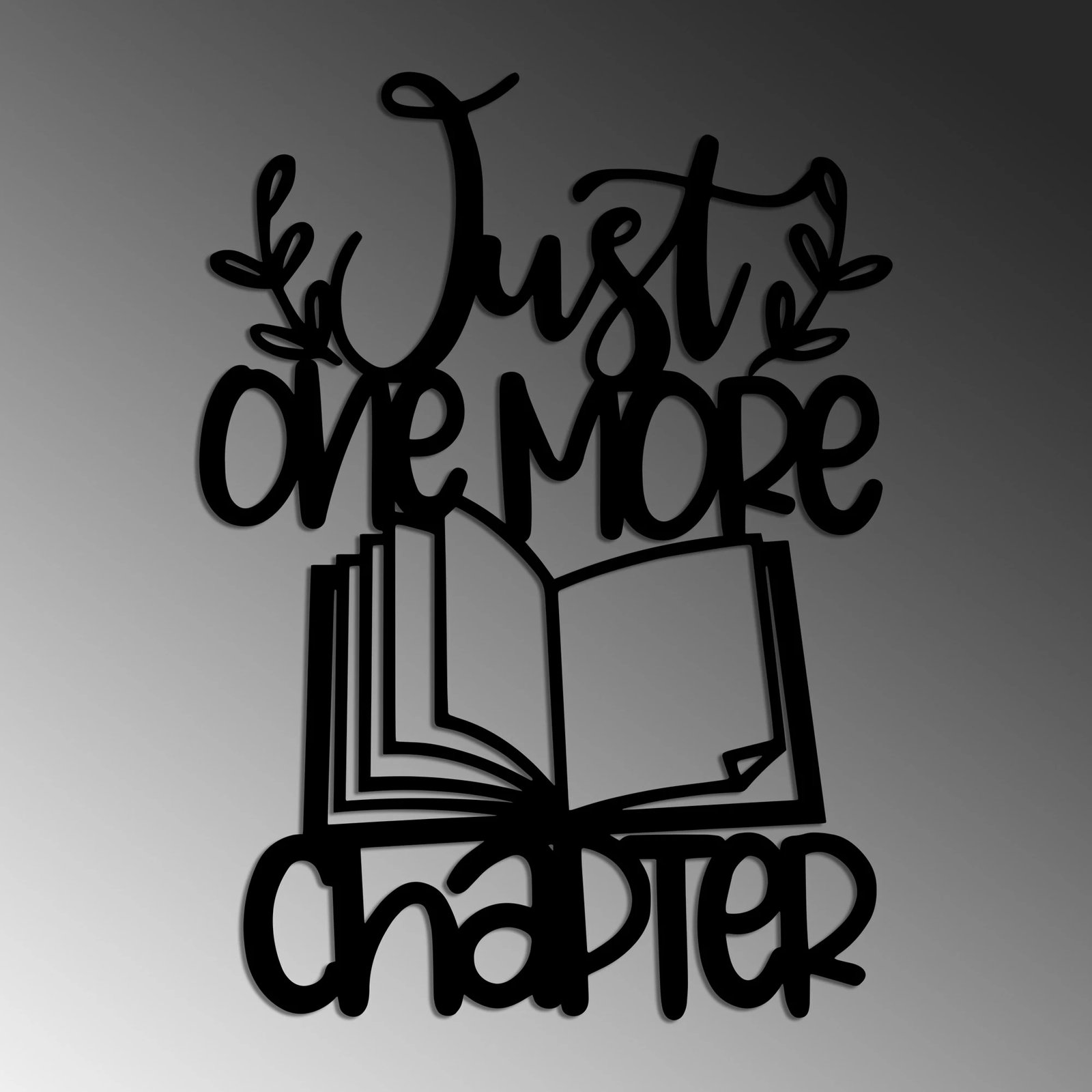 Aksesor dekorativ metalik për mur, Wallity, Just One More Chapter, ngjyrë e zezë, 40x55cm