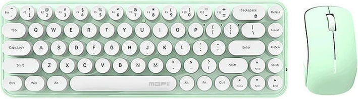 Set tastierë + maus wireless MOFII Bean 2.4G, SMK-676367A WG, bardhë-jeshile