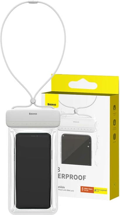 Mbështjellës i papërshkueshëm nga uji për celular Baseus AquaGlide, P60263700213-00, i bardhë