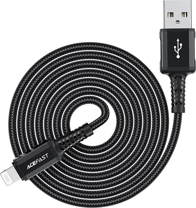 Kabllo Acefast C4-02-A-L, USB në Lightning, 1.8m, 2.4A, e zezë