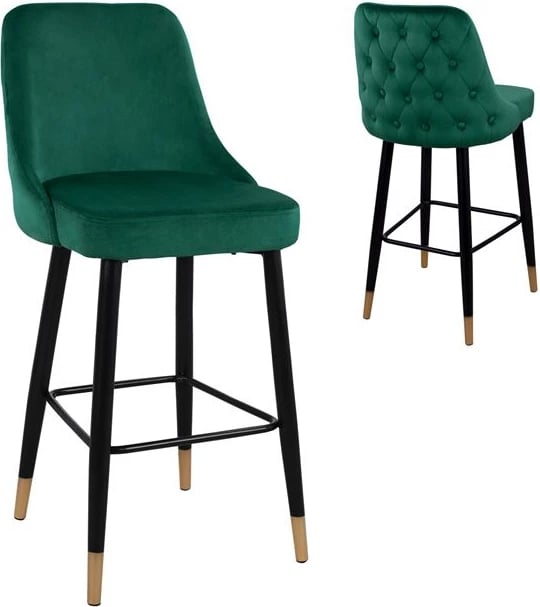 Karrige për bar SERENITY FH8519.03, ngjyrë Velvet Cypress Green, kornizë metalike, 51x57x110cm, set prej 2 copash
