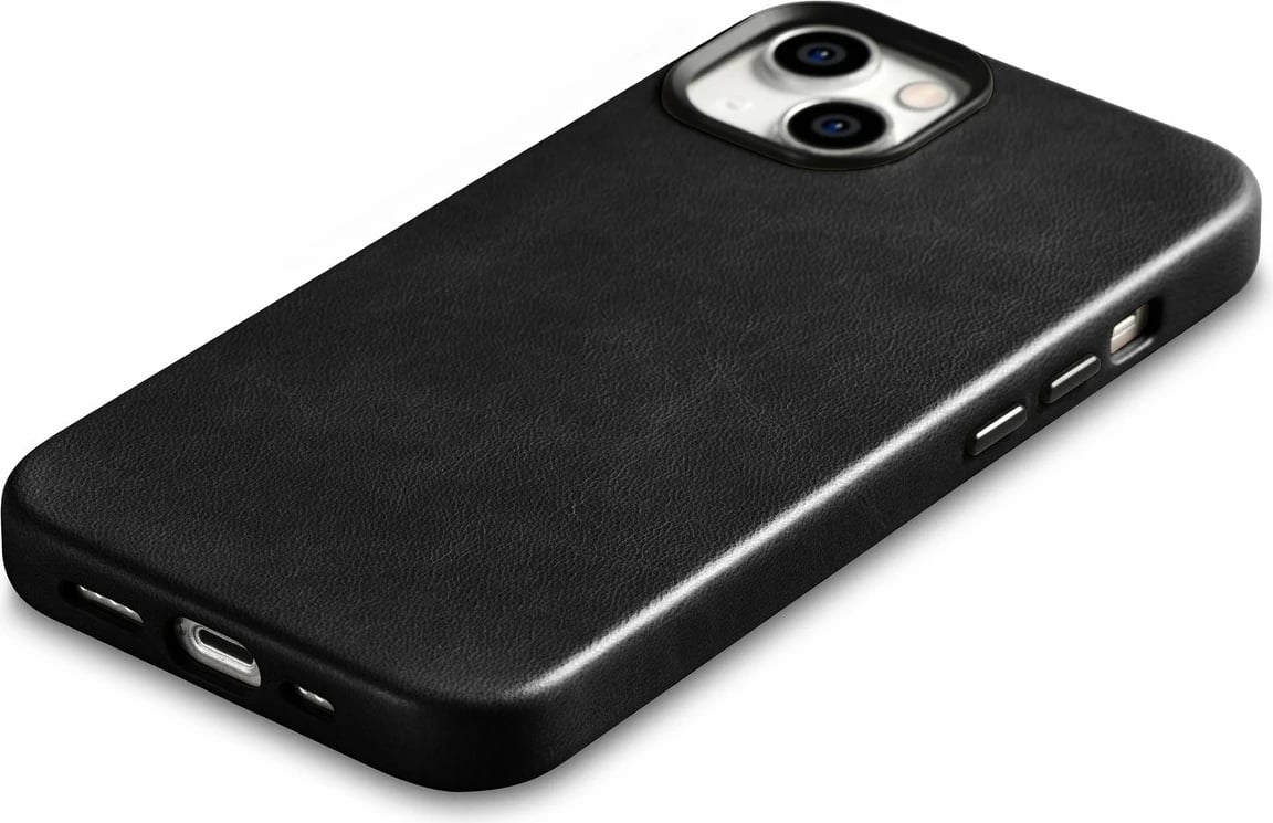 Mbështjellës lëkure iCarer Oil Wax Premium për iPhone 14, me MagSafe, i zi