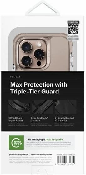 Mbështjellës, UNIQ, Combat MagClick Charging, për iPhone 16 Pro 6.3", MagSafe, kënde të përforcuara, anti-shok, gold/taupe gold