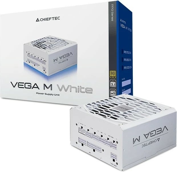 Furnizues energjie ATX, Chieftec Vega M PPG-1000-CW, 1000W, 80 PLUS Gold, ATX 3.1, modular, e bardhë