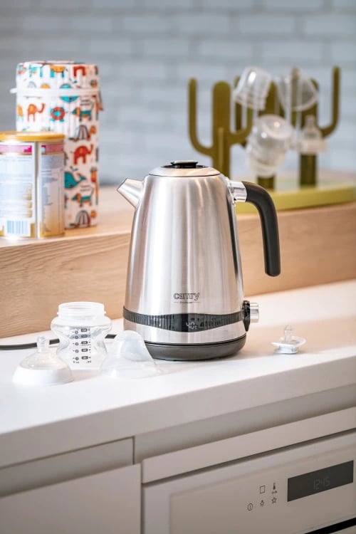 Çajnik elektrik, Camry, CR1291, 1.7L, ekran LCD dhe rregullim temperature 40-100°C, funksion Keep Warm 2h, 1850-2200W, inox