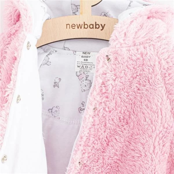 Pallto dimri bebe me kapuç, New Baby Nice Bear, madhësi 74 (6-9m), për vajza, rozë