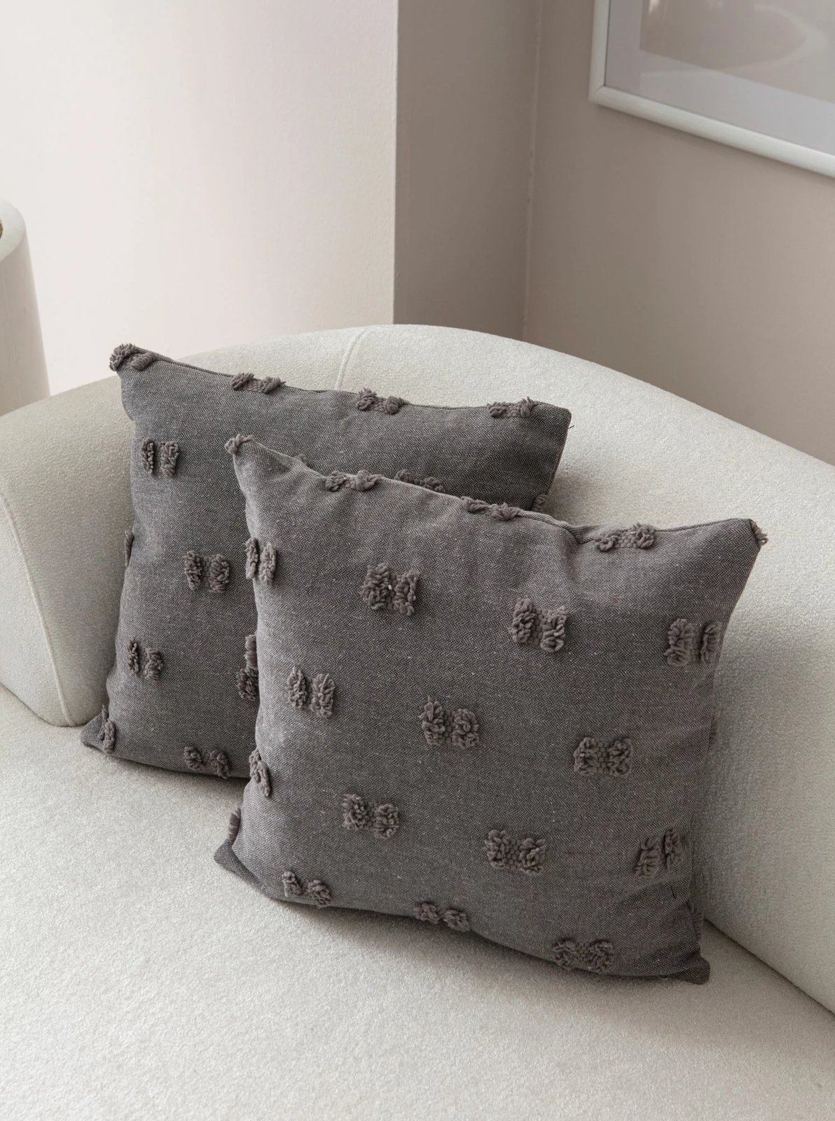 Set mbulesash për jastëk (2 copë), Evila Originals, Tuffet, ngjyrë gri v3