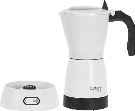 Mokapot elektrik, Camry, CR 4415W, 300 ml 6 filxhanë, 480W, bazë rrotulluese 360°, alumini, e bardhë