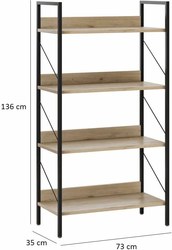 Raft librash Hanah Home, Ktp-840-Ff-1, ngjyrë lisi