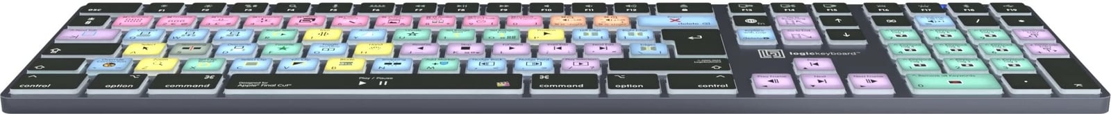 Kasë Logickeyboard LKB-FCPX10-TM-UK, wireless, Bluetooth, full-size, backlight, Final Cut Pro, titanium