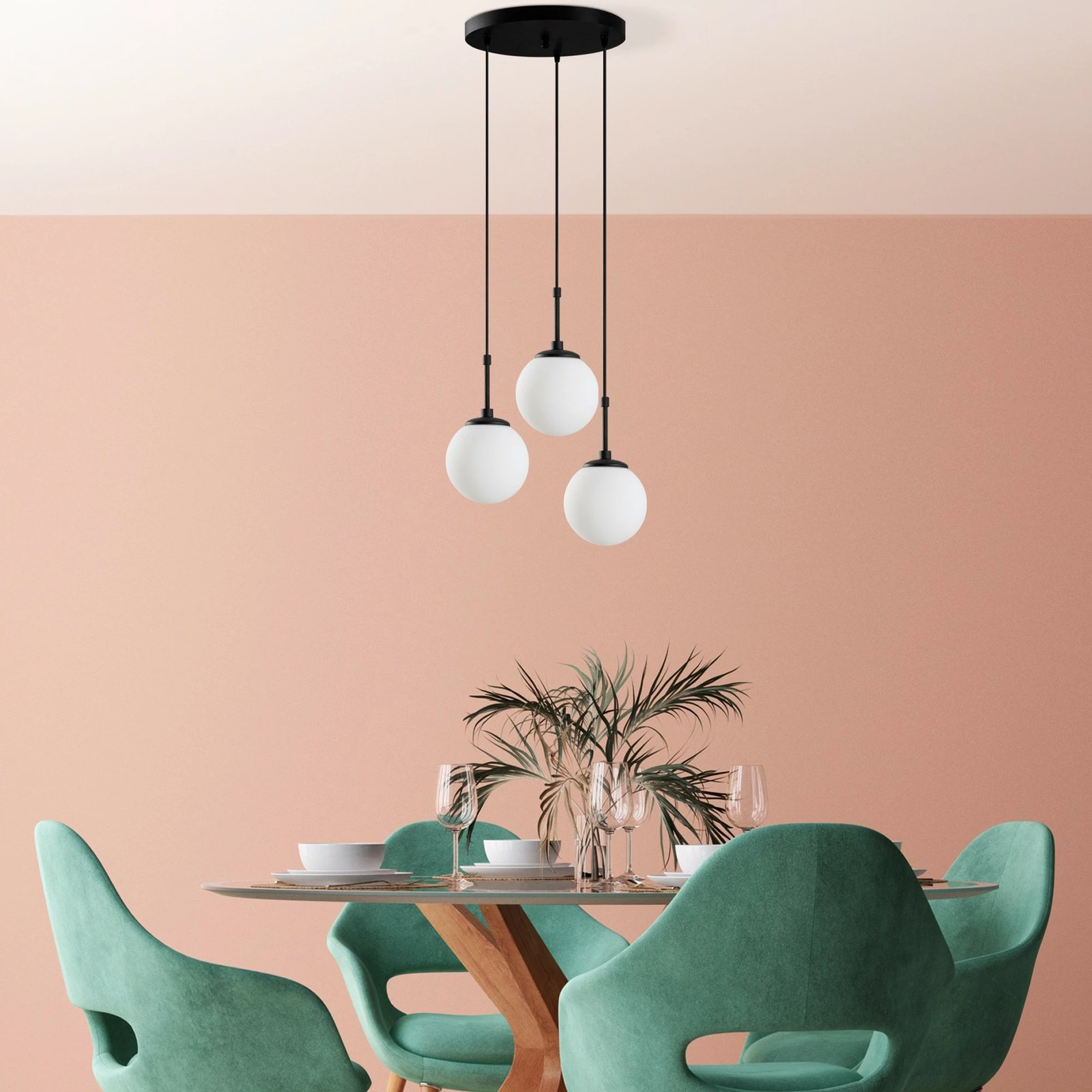 Llambë tavani Opviq Orbital, trup metalik, e zezë, 36x36x115cm