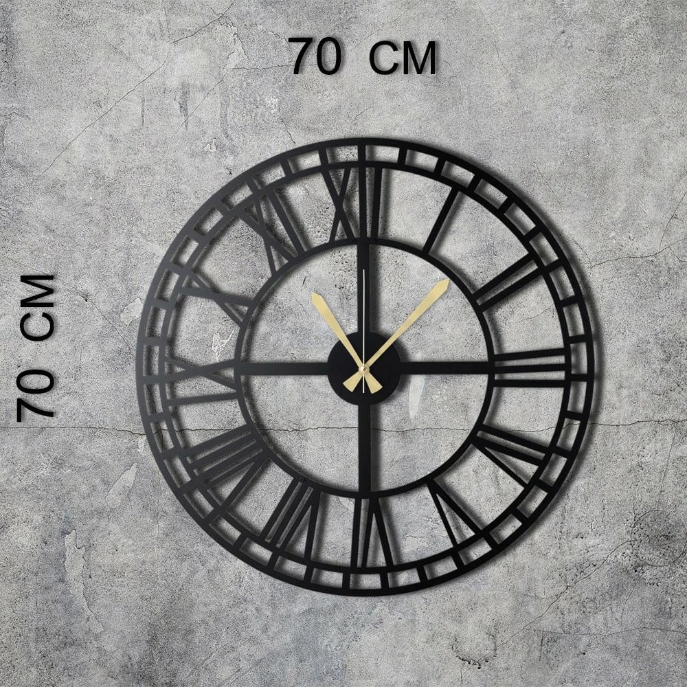 Orë muri dekorative prej metali, Wallity, WATCH-038, e zezë, 70x70cm