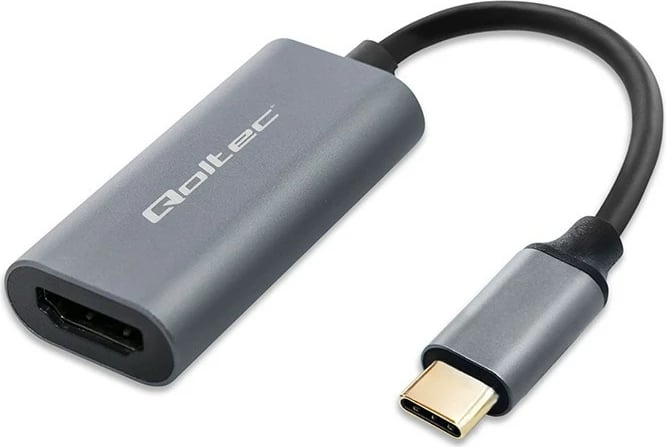 Adapter USB-C në HDMI Qoltec 50331, 4K 60Hz, alumini, zi/grafit