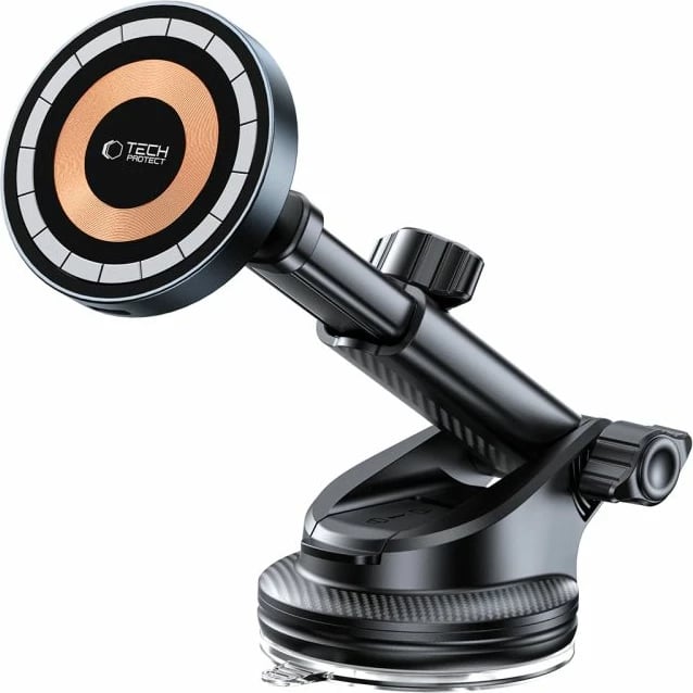 Mbajtës magnetik me karikues wireless Tech-Protect MM15W-V5 për veturë, MagSafe, 15W, i zi