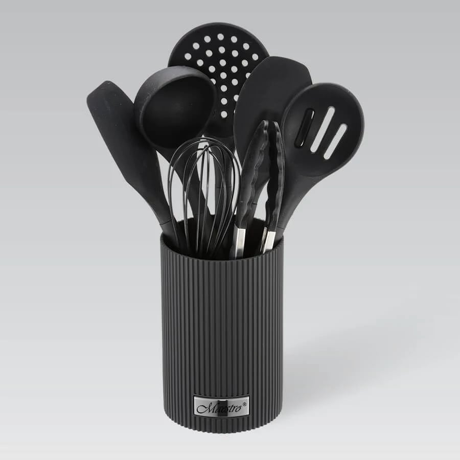 Set veglash kuzhine Maestro MR-1542-BLACK, 8 pjesë, Silikon, Zi