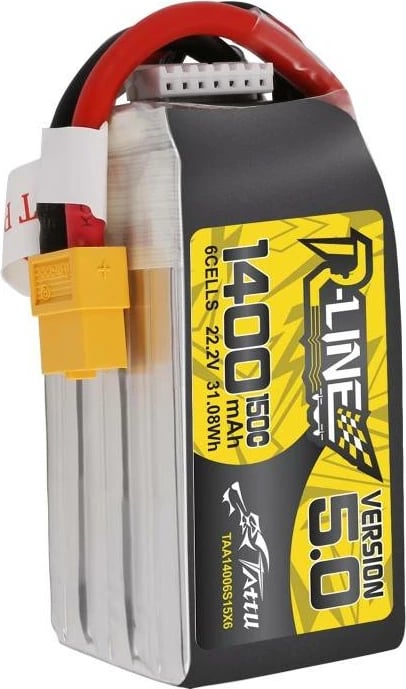 Bateri LiPo Tattu R-Line 5.0, 1400mAh, 22.2V, 150C, 6S1P, XT60